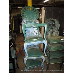 LOT: METAL & CUSHION SHELL PATTERN CHAIRS 4X MONEY