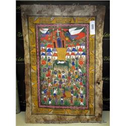 16"X24" PAINTING ON LEATHER-CHURCH