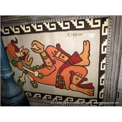 60"X78" FRAMED WOOVEN MAYAN PRINT
