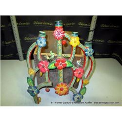 WOOD BOX W/ DECORATIVE HANGINGS