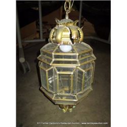 BRASS & GLASS LIGHT FIXTURE
