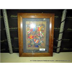 16"X20" FRAMED PAINTING ON LEATHER-BIRDS