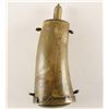 Image 2 : Large antique horn powder flask with brass mounts  and four hanging rings;