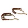Image 1 : Pair of military spurs with heel chains and  leather straps, each marked &#8220;U