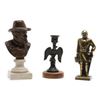 Image 1 : Lot of 3 metal decorators including a brass statue  of what appears to be G