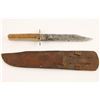 Image 2 : Old unmarked skinning knife with horn scales and  leather sheath; approx. 1