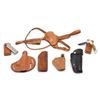 Misc. lot of leather including 5 leather holsters,  a clip on leather singl