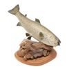 Image 3 : Lot consisting of a finely carved and painted  trout mounted on a burl piec