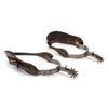 Image 1 : Pair of unmarked silver engraved and inlaid spurs  with 1-3/4&#8221; 10 point row