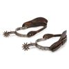 Image 2 : Pair of unmarked silver engraved and inlaid spurs  with 1-3/4&#8221; 10 point row