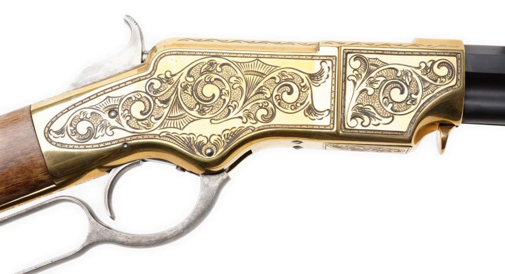 **Uberti/Cimarron modern copy of a Henry repeating rifle, custom scroll en