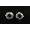 Image 1 : One traditional sapphire and cluster diamond  earring set in 18k white gold