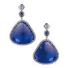 Image 1 : 18KT white gold custom earrings mounted with 92CT  plus sapphires as a pair