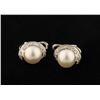 Image 1 : One high quality blemish free pearl and diamond  earrings in 18k white gold