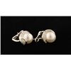 Image 2 : One high quality blemish free pearl and diamond  earrings in 18k white gold
