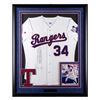 Image 1 : Framed professional baseball jersey #34 of the  Texas Rangers, signed by Ha