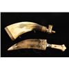 Image 3 : Lot of two collectibles including a powder horn  with horn body and brass m