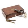 Image 6 : Wood cased engraved Allen &amp; Thurber DA bar hammer  pistol, .31 caliber, 2&#8221;