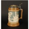 Image 1 : Metlach stein, #783, half Liter relief stein (Bock  Beer); inlaid lid.   Es