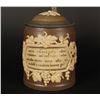 Image 2 : Metlach stein #1180; half Liter relief stein  (Drinking Verse); inlaid lid.