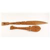 Image 2 : Lot of 2 Pacific Island carved wood ceremonial  clubs; one is approximately