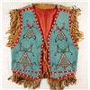 Image 1 : Beaded Indian vest in traditional designs with  fringed leather accents; si