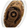 Image 1 : Glass flask with metal cap with gold reverse  painted label: &#8220;Merry Christm