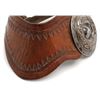 Image 2 : Fancy pair of silver inlaid spurs with 8-point  rowels and tooled leather s