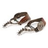 Image 3 : Fancy pair of silver inlaid spurs with 8-point  rowels and tooled leather s