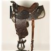 Image 1 : Simco tooled leather saddle with engraved silver  trim and conchas, halter