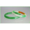 Image 2 : 2 Beautiful Jade Bangle Bracelets one with apple  green coloring and one wi