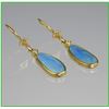 Image 1 : Fantastic Australian Black Opal Dangle Earrings  featuring 2 FINE natural o