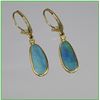 Image 3 : Fantastic Australian Black Opal Dangle Earrings  featuring 2 FINE natural o