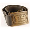 Image 1 : 1872 pattern U.S. Infantry and Cavalry brass  belt buckle and leather belt