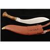 Image 2 : Large Gurkha or Khukuri knife with wood  sheath and leather hanger.  The kn