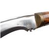 Image 3 : Large Gurkha or Khukuri knife with wood  sheath and leather hanger.  The kn