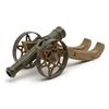 Image 1 : Miniature brass cannon (no breech) with iron  wheels and wood carriage, app