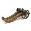 Image 2 : Miniature brass cannon (no breech) with iron  wheels and wood carriage, app