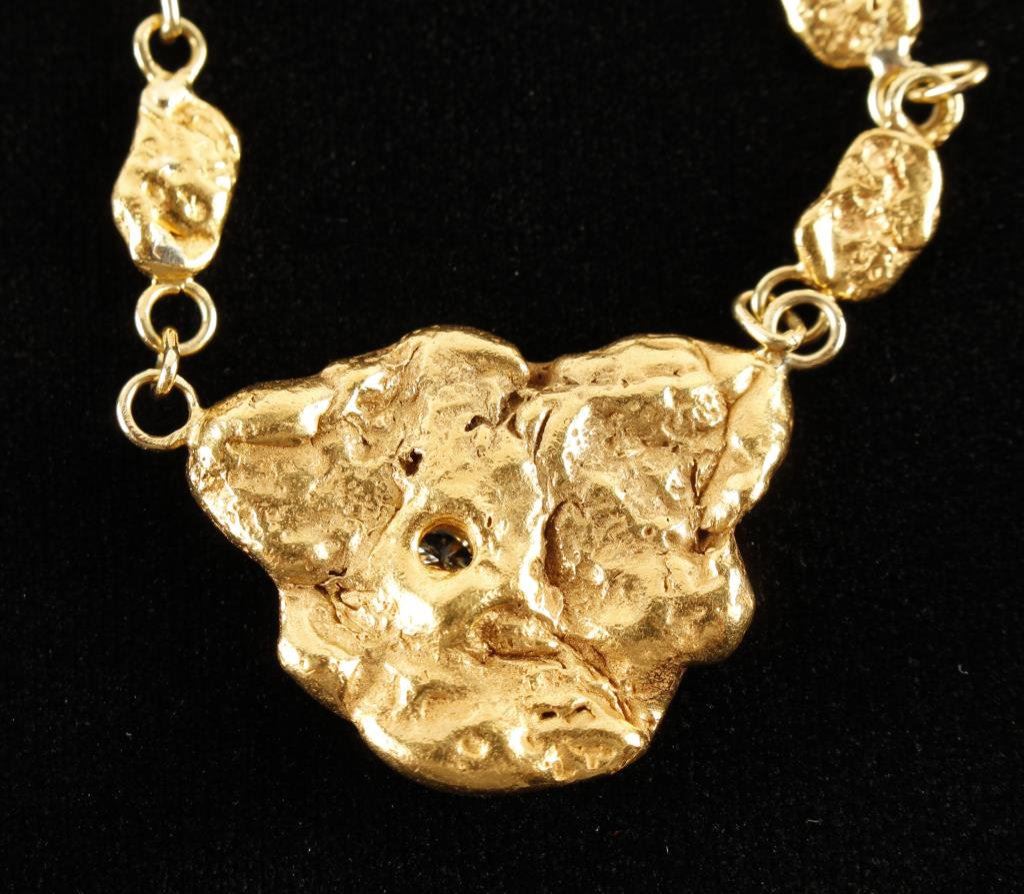 Gold nugget necklace with diamond Clearance
