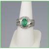 Image 1 : Vibrant Green Emerald and Diamond Ring  featuring a 1.20 carat oval emerald