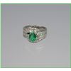 Image 2 : Vibrant Green Emerald and Diamond Ring  featuring a 1.20 carat oval emerald