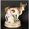 Image 1 : Exceptional Meissen porcelain figurine of  maiden milking cow. In fine cond