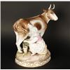 Image 2 : Exceptional Meissen porcelain figurine of  maiden milking cow. In fine cond
