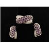 Image 1 : One set of amethyst and diamond ring with  matching earrings. Amethysts wei
