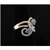 Image 2 : One 18k white gold custom designed sapphire  and diamond ring. 2 oval sapph