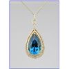 Image 1 : Magnificent Pear Shaped London Blue Topaz and  Diamond Pendant featuring a