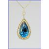 Image 2 : Magnificent Pear Shaped London Blue Topaz and  Diamond Pendant featuring a