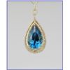 Image 3 : Magnificent Pear Shaped London Blue Topaz and  Diamond Pendant featuring a