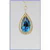 Image 4 : Magnificent Pear Shaped London Blue Topaz and  Diamond Pendant featuring a