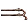 Image 2 : Outstanding pair of 18th Century horseman&#8217;s  size flintlock pistols convert